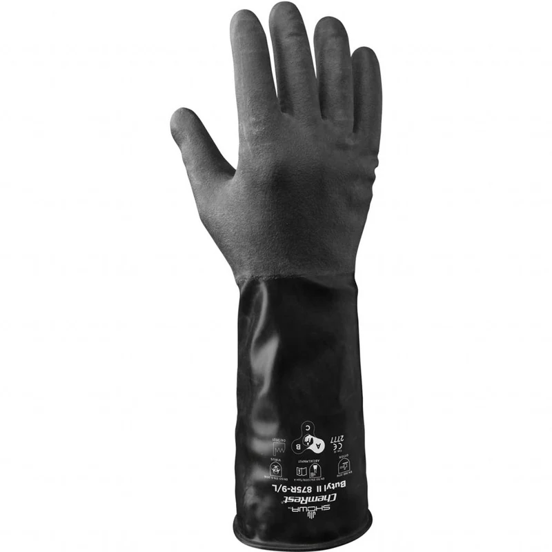 Gants rsistants aux produits chimiques - Gants SHOWA en caoutchouc butyle rsistants aux acides, 875R